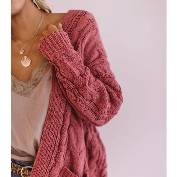 Rust chunky knit cardigan - Picture 3 of 7